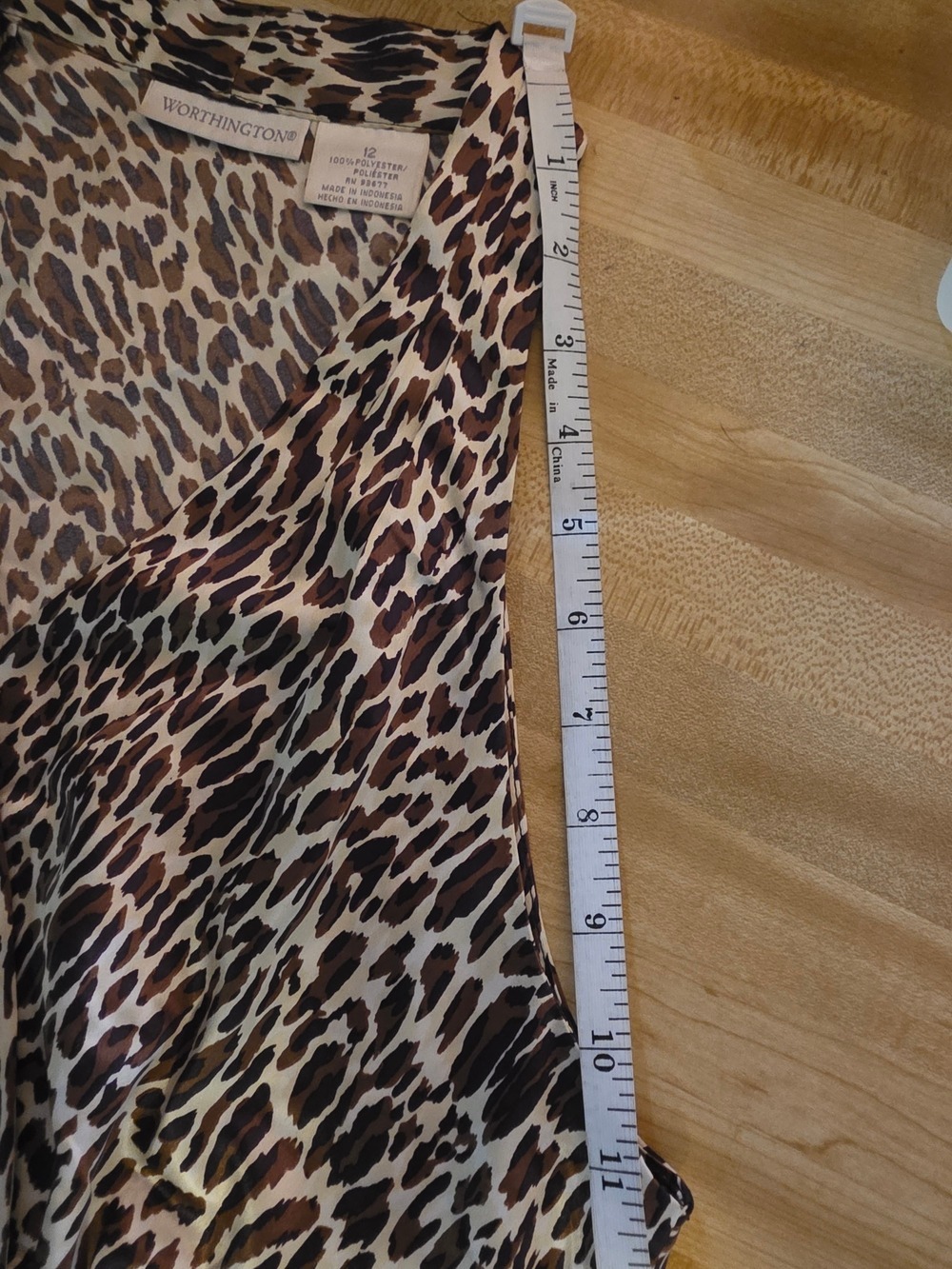 Worthington Brown Leopard V-Neck Halter Camisole Size 12 #TK47 - Picture 7 of 8